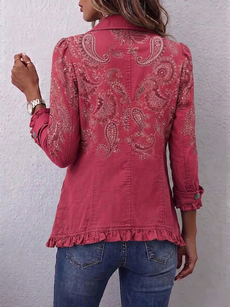 Henriette | Vintage Paisley Print Geplooide Jas