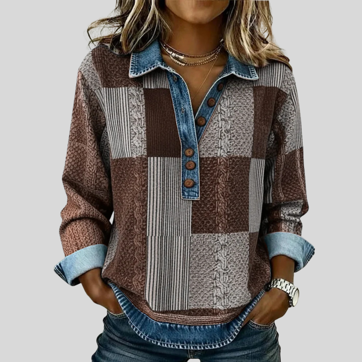 Meridell™ | Kleurblok Print Sweater