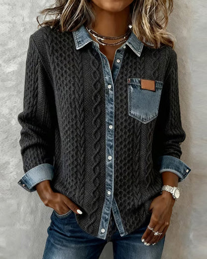Shirt met lange mouwen en denim details