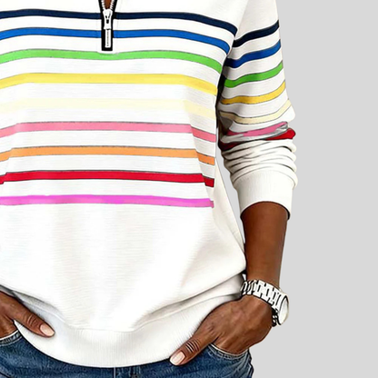 Prismette™ | Kleurrijke Gestreepte Quarter-Zip Sweatshirt