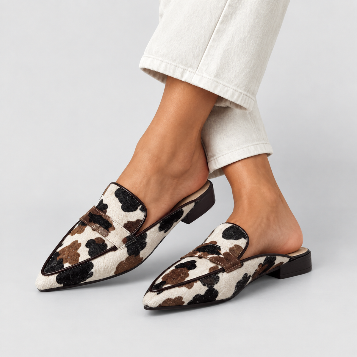 Maria | Comfortabele mocassins met koeienprint
