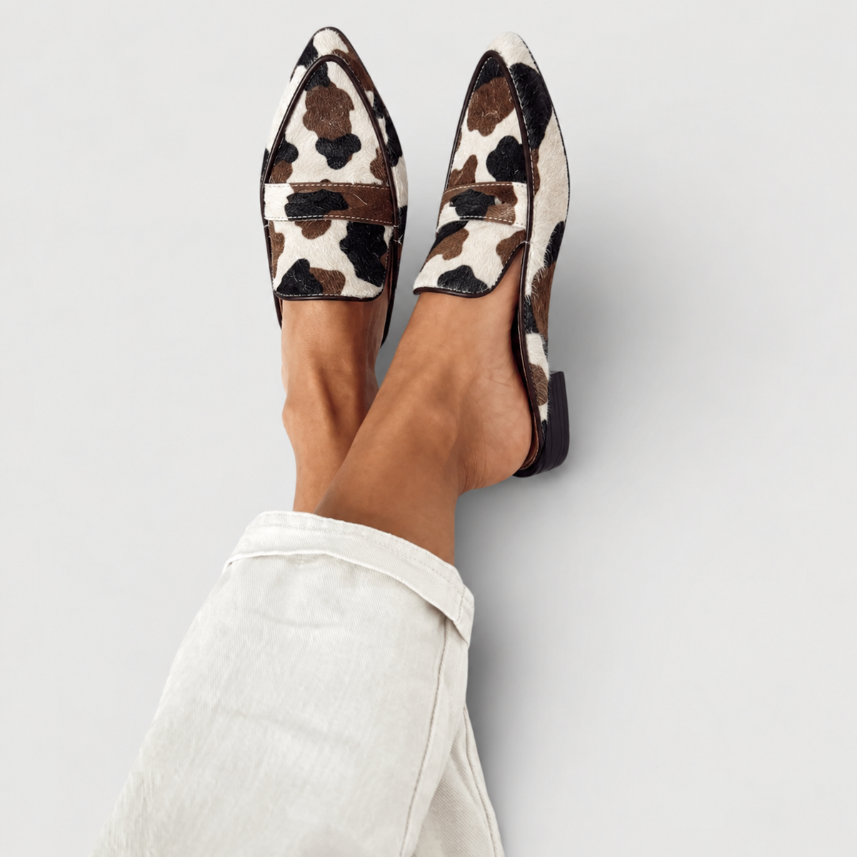 Maria | Comfortabele mocassins met koeienprint