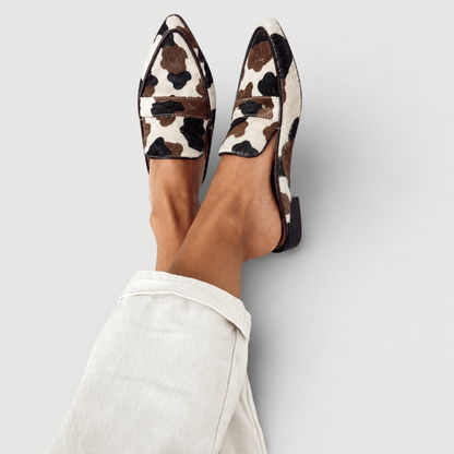Maria | Comfortabele mocassins met koeienprint