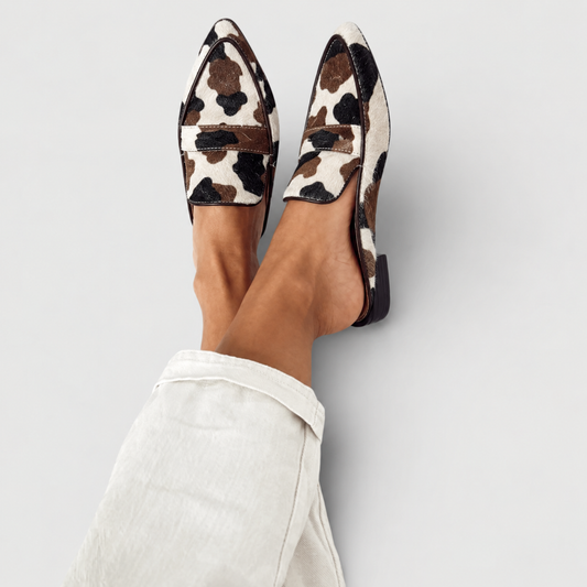 Maria | Comfortabele mocassins met koeienprint