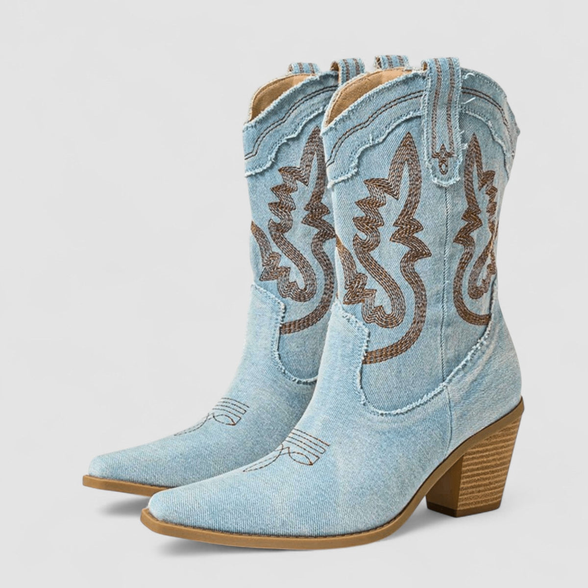 Callie | Geborduurde Western Enkellaarzen