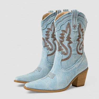 Callie | Geborduurde Western Enkellaarzen