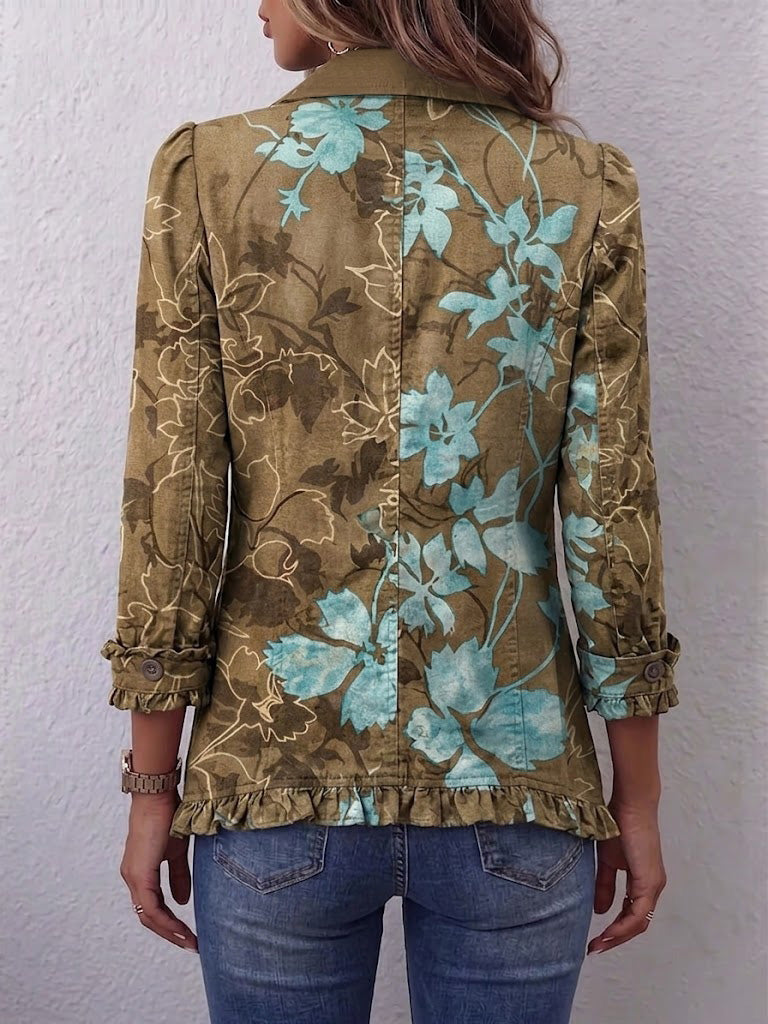 Annette | Boho Gradiënt Vintage Bloemen Ruches Jas