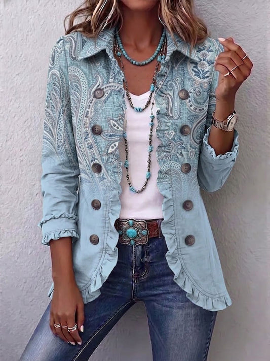 Brigitte | Vintage Paisley Print Geplooide Jas