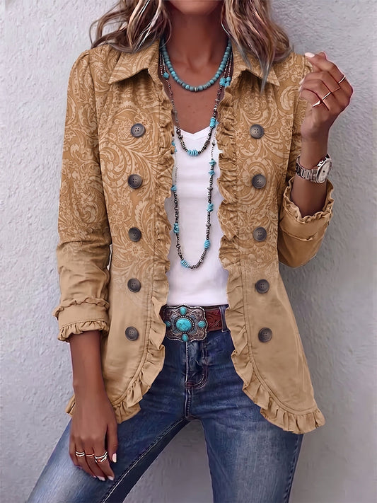 Christine | Western Patroon Print Ruches Jas