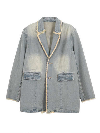 Hélène | Vintage Oversized Blazer met Rauwe Randen