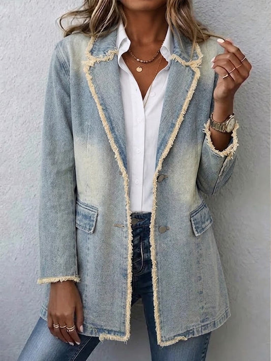 Hélène | Vintage Oversized Blazer met Rauwe Randen