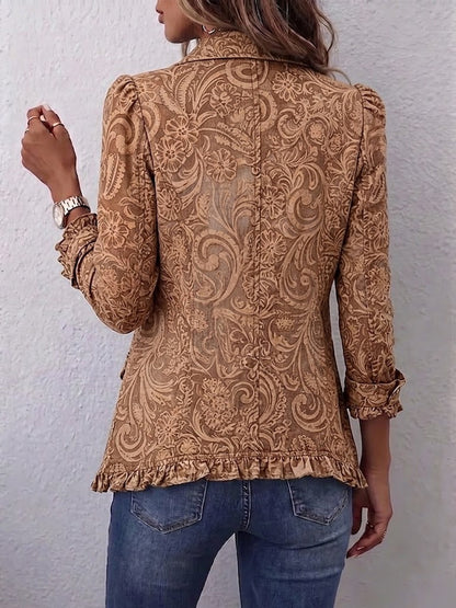 Suzanne | Vintage Bohemian Bloemen Print Geplooide Jas